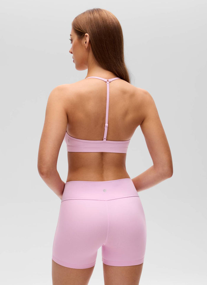 CRZ YOGA Women's Butterluxe Soft Yoga T Back Double Lined Sports Bra Vita Pink