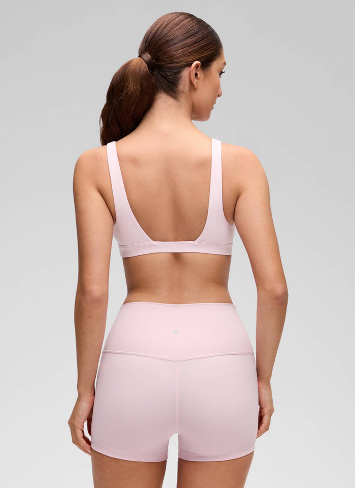 CRZ YOGA Women's Butterluxe Soft Casual V Neck Double Lined Sports Bra Strawberry Pink
