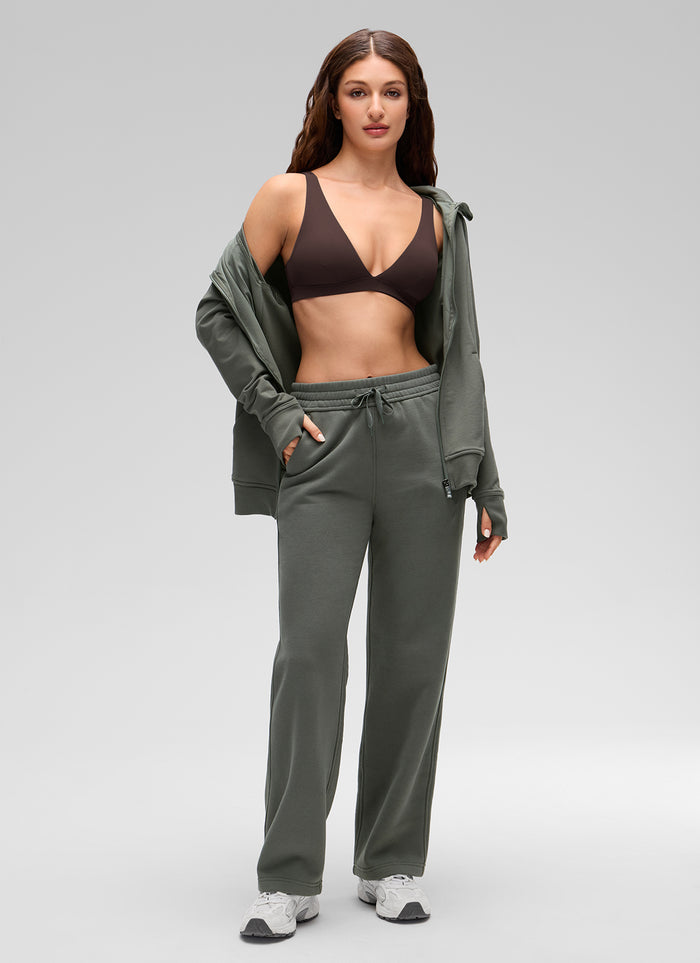 CRZ YOGA Women's Butterluxe Soft Casual V Neck Double Lined Sports Bra Hot Fudge Brown