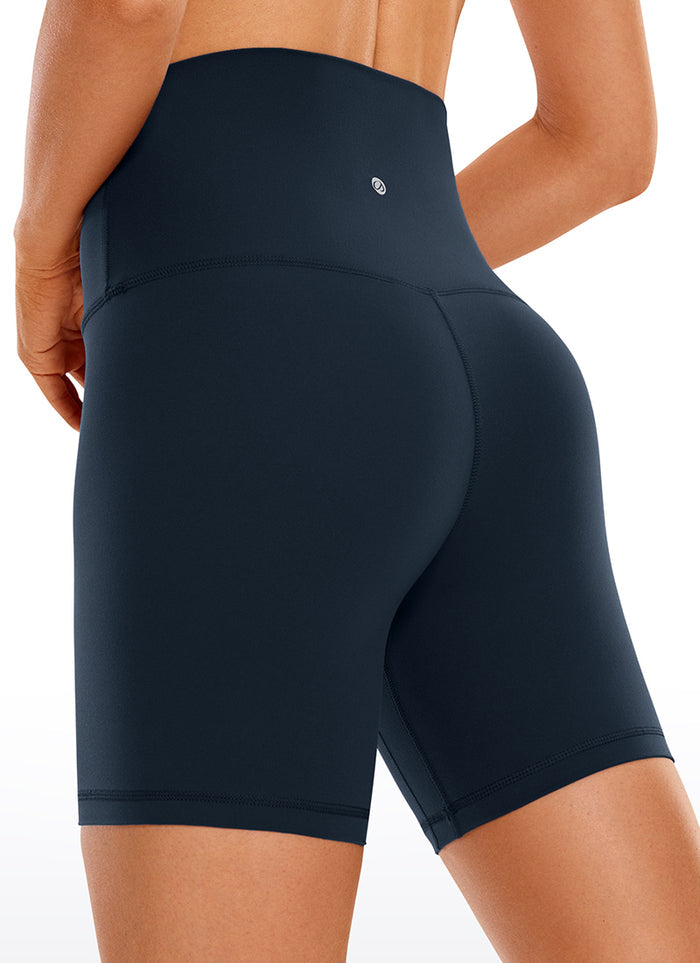 CRZ YOGA Women's Yoga Super High Waist Butterluxe Shorts 6'' Twilight Blue