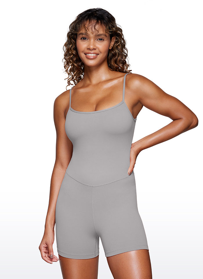 CRZ YOGA Women's Yoga Tight Fit Romper Shorts Bodysuit Jumpsuits Gull Gray