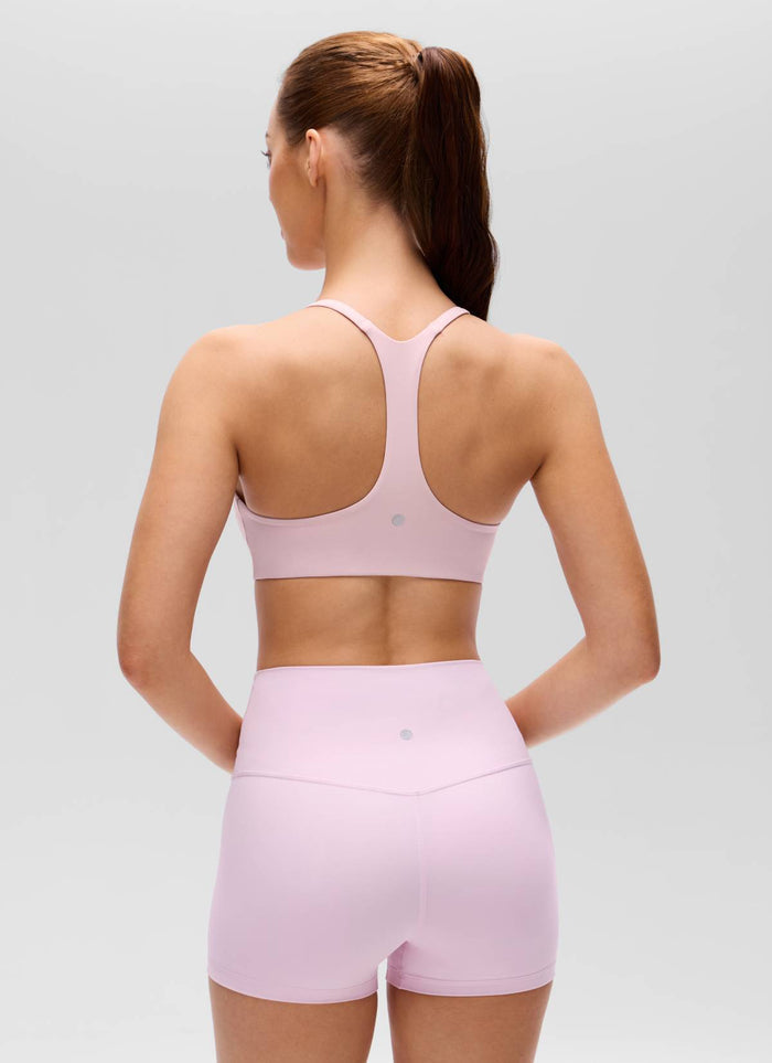 CRZ YOGA Women's Butterluxe V Neck  Racerback Thin Straps Sports Bra Pink Haze