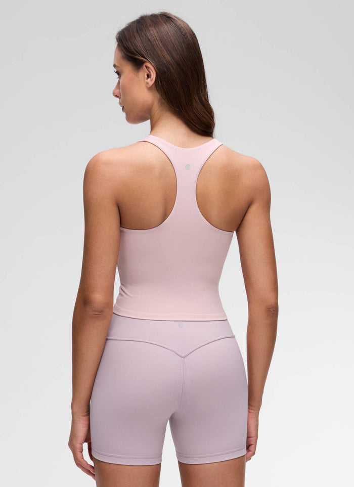 CRZ YOGA Women's Butterluxe Yoga V Neck RacerBack Built in Bra Tank Pink Haze