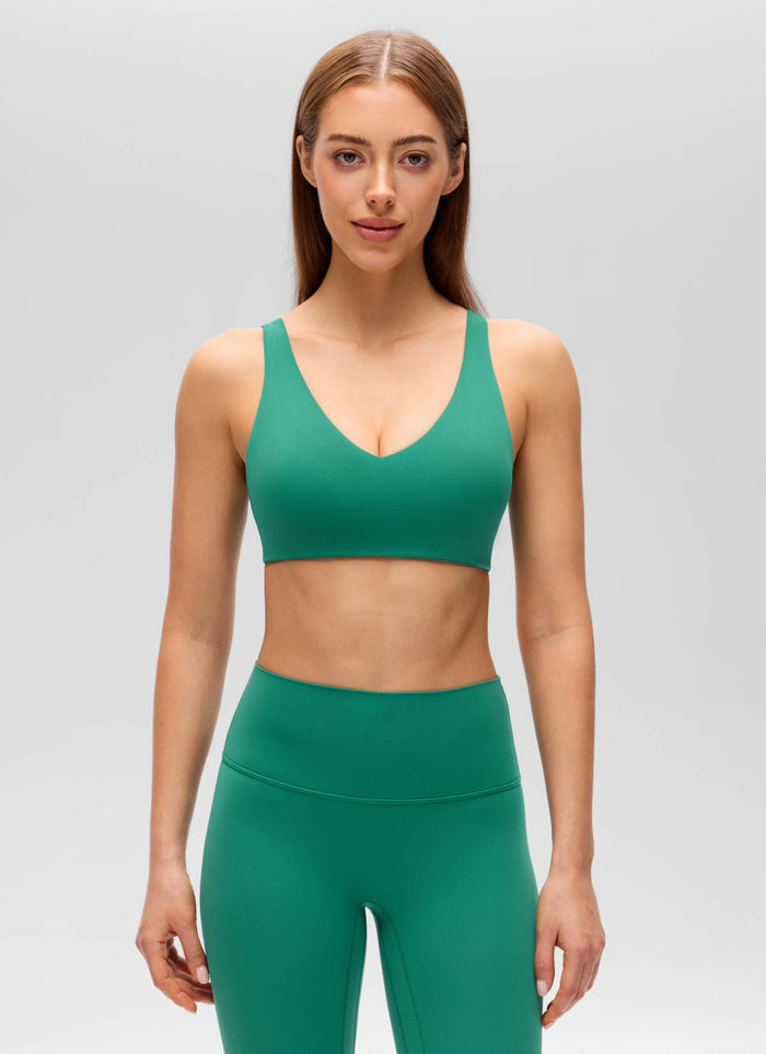 CRZ YOGA Women's Butterluxe Yoga U Back Sports Bra Light Support Cascadia Green