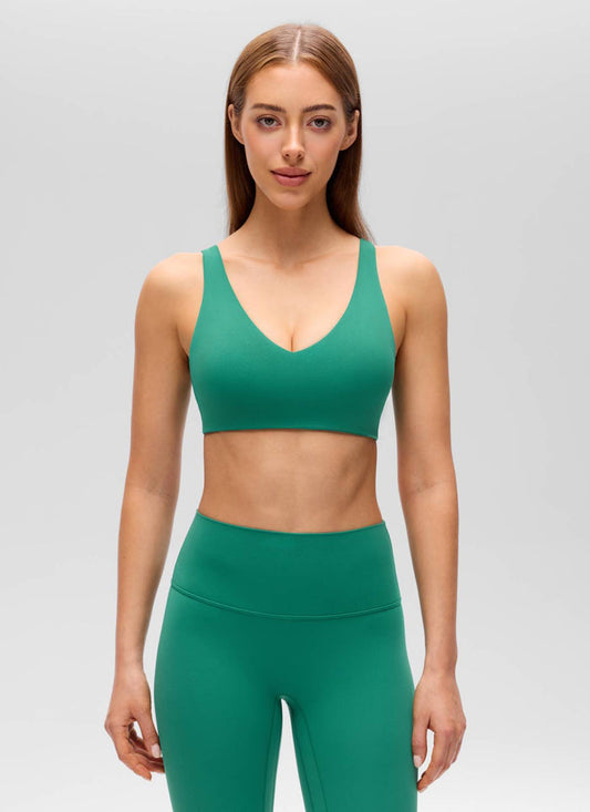 CRZ YOGA Women's Butterluxe Yoga U Back Sports Bra Light Support Cascadia Green
