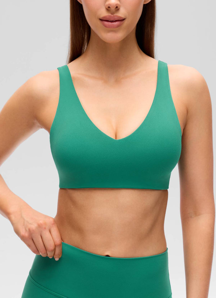 CRZ YOGA Women's Butterluxe Yoga U Back Sports Bra Light Support Cascadia Green