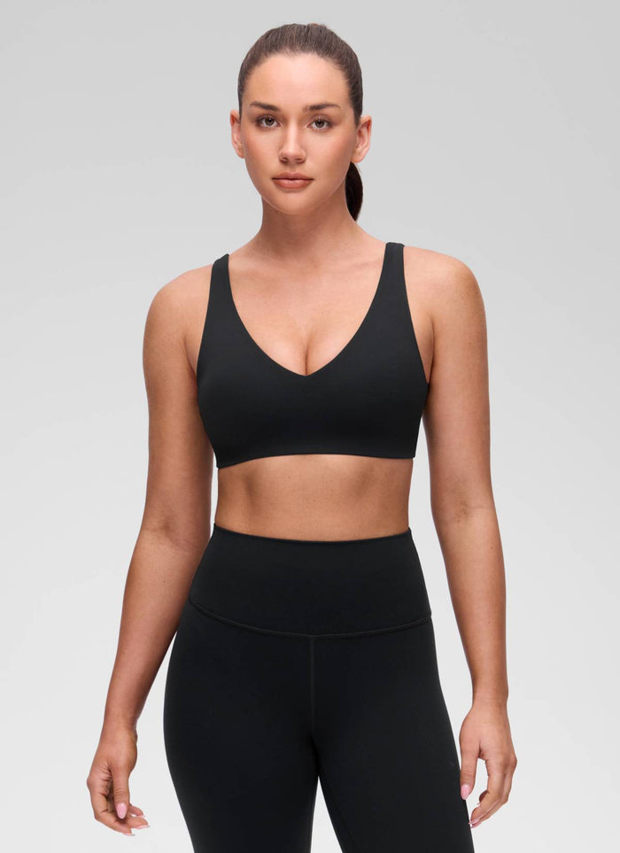 CRZ YOGA Women's Butterluxe Yoga U Back Sports Bra Light Support Black
