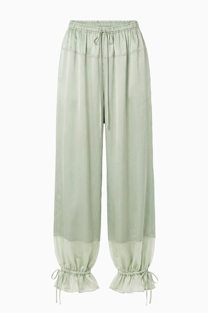 Camile Silk Cinched Pant - Celadon