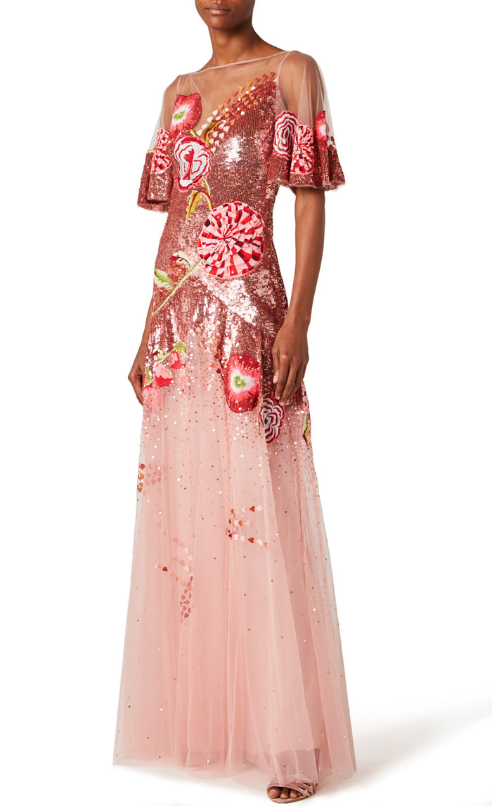 Carnation Sequin Gown - Blush