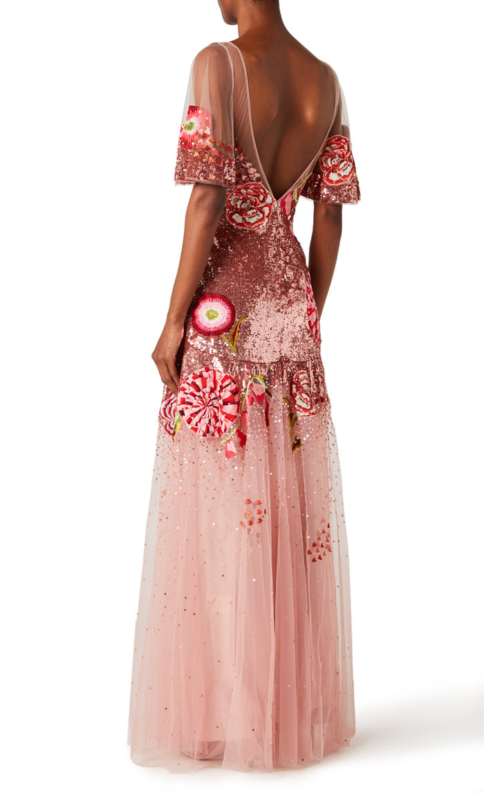 Carnation Sequin Gown - Blush