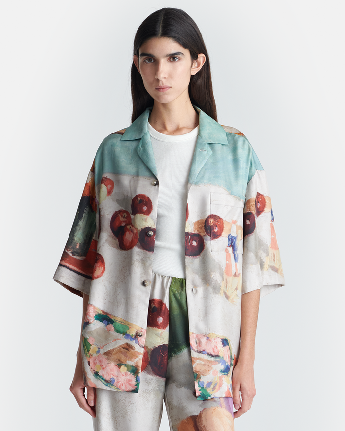 Caspian - Printed Silk Twill Shirt - Gingerbread Heart