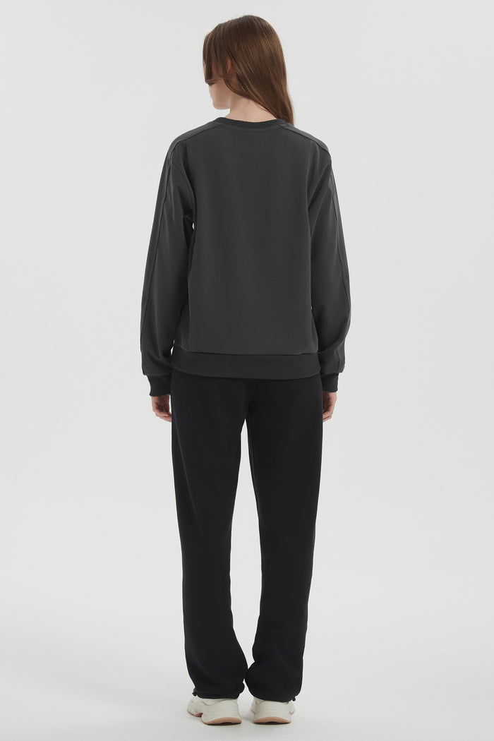 Orolay Casual Crewneck Sweatshirts Long Sleeve #color_darkgray