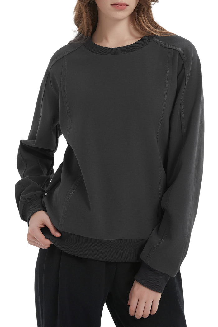 Orolay Casual Crewneck Sweatshirts Long Sleeve #color_darkgray
