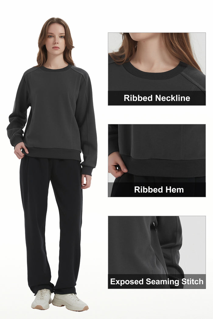 Orolay Casual Crewneck Sweatshirts Long Sleeve #color_darkgray