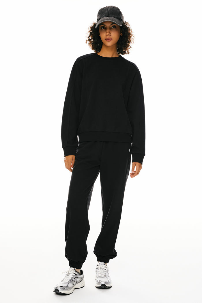Orolay Casual Crewneck Sweatshirts Long Sleeve #color_black