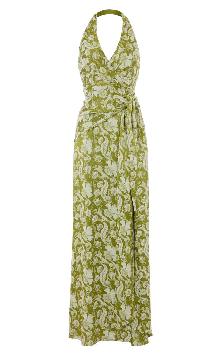 Celine Halter Dress - Chartreuse