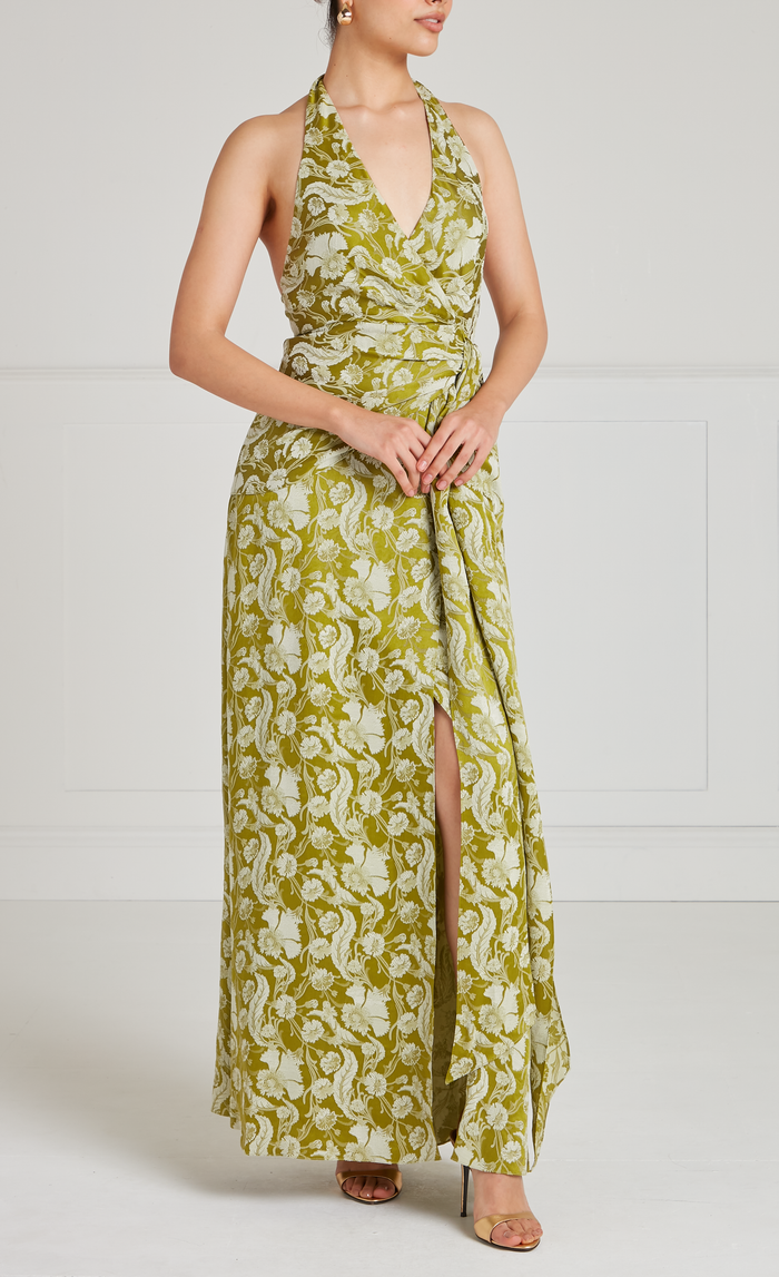 Celine Halter Dress - Chartreuse