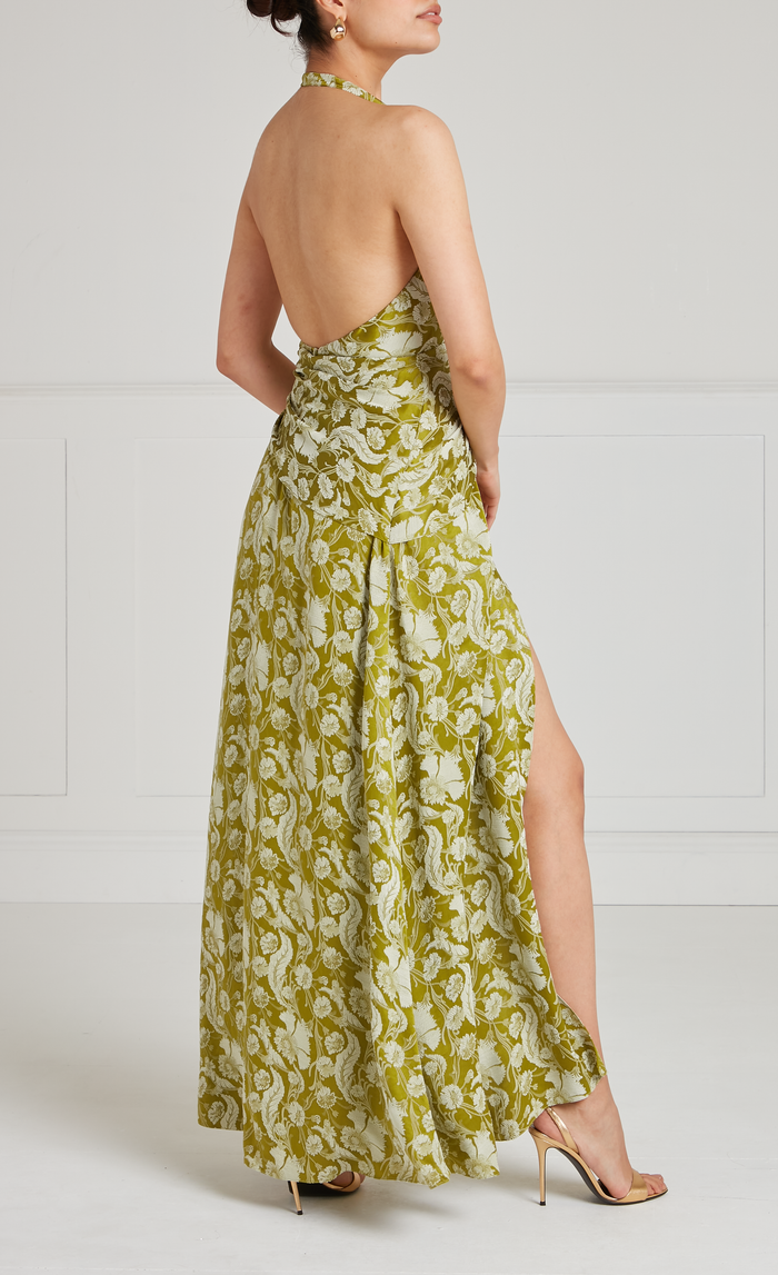 Celine Halter Dress - Chartreuse