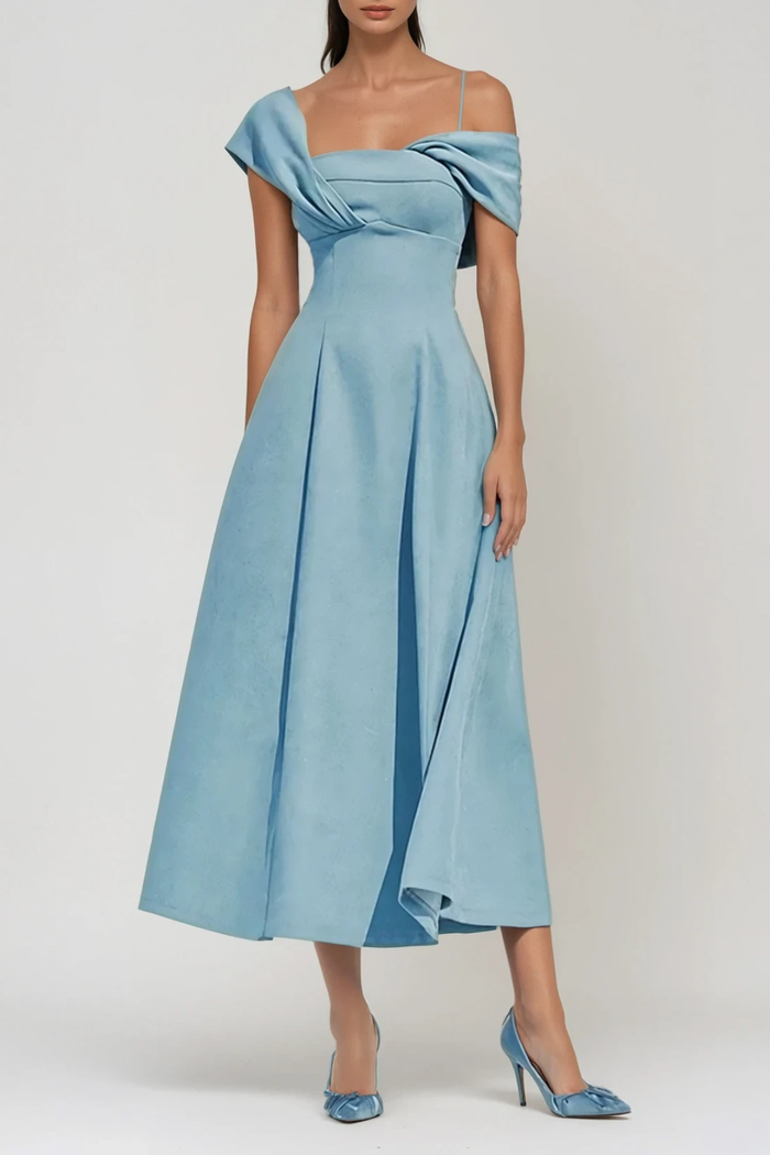 Cendrillon Asymmetric Ruffle Maxi Dress In Blue