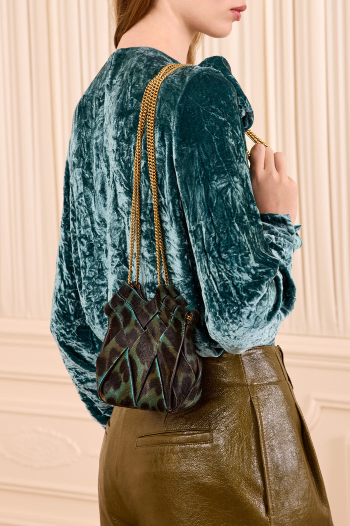 Charlotte Mini Crossbody with Chain - Emerald Leopard