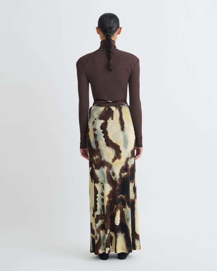 Cheyen - Mesh Jersey Long Skirt - Watercolor Sage