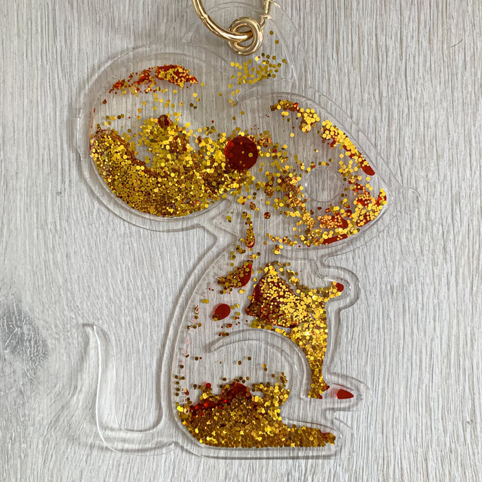 Christopher Kane Rat Red Liquid Gel Gold Glitter Key Ring - House Of Huntington