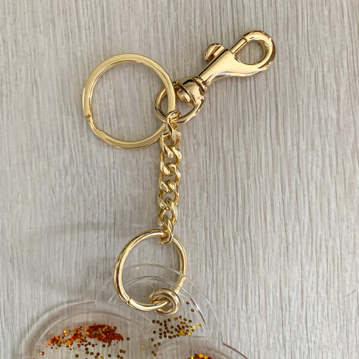 Christopher Kane Rat Red Liquid Gel Gold Glitter Key Ring - House Of Huntington