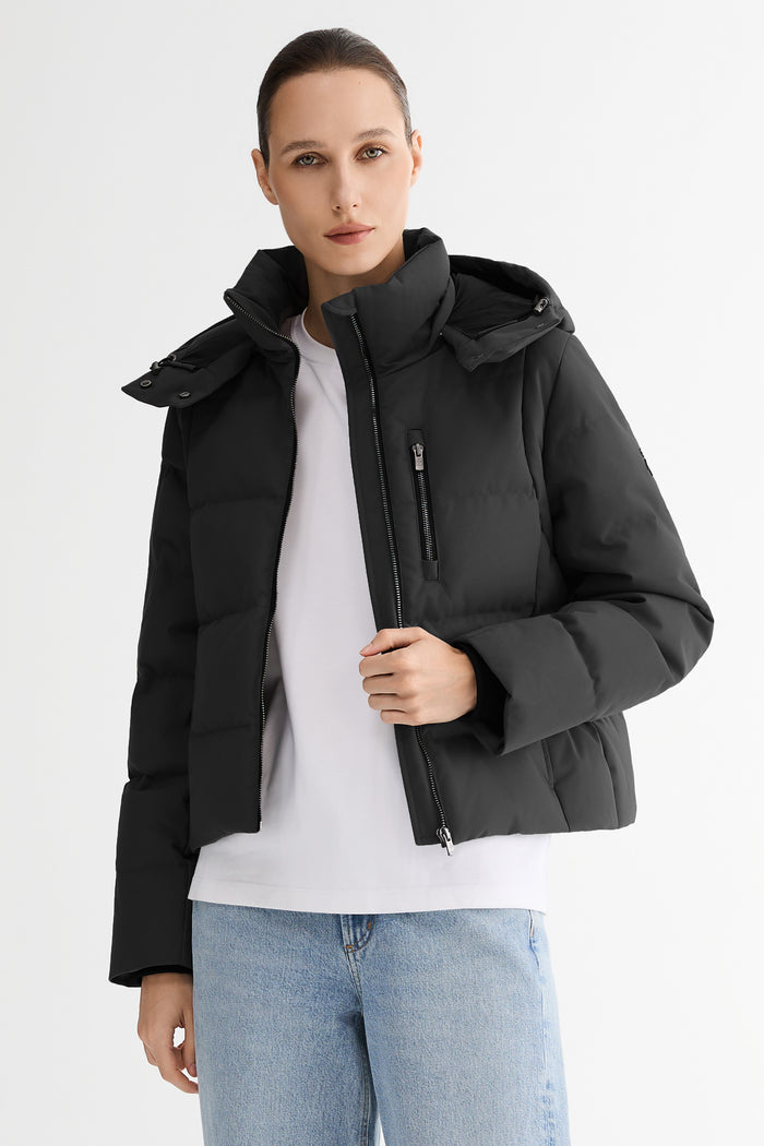 CityForm Short Detachable Hood Down Jacket orolay #color_black