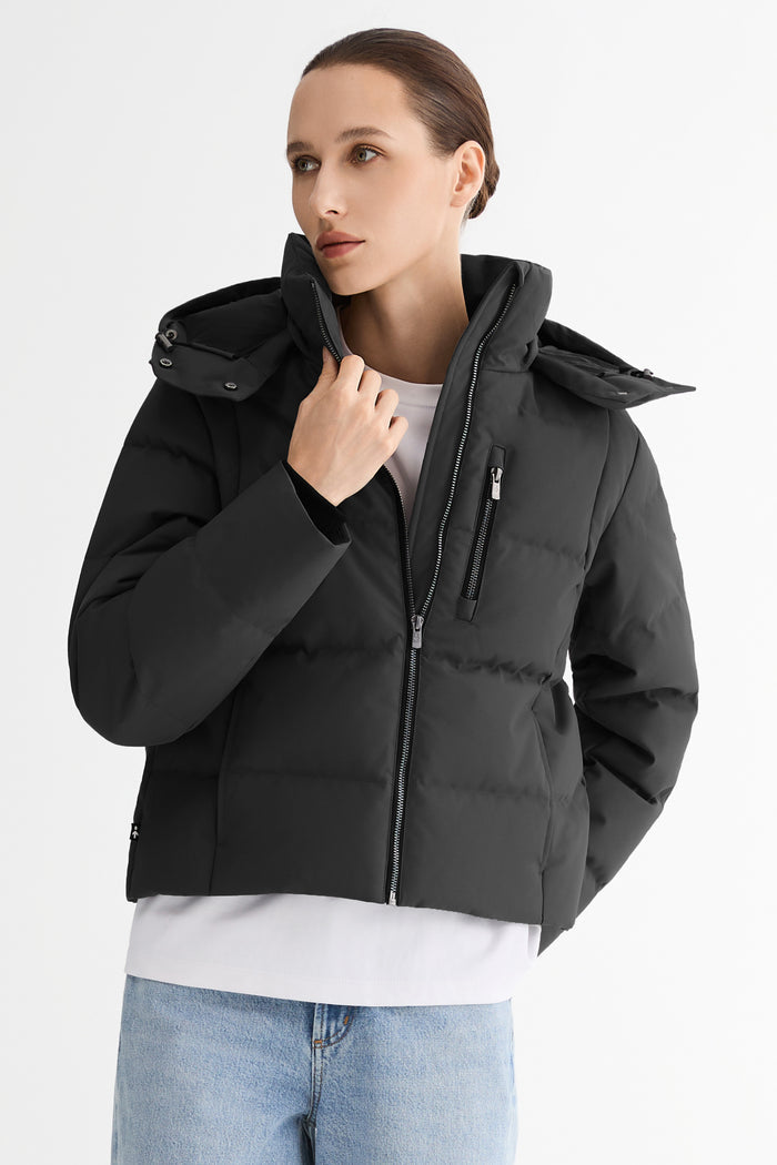 CityForm Short Detachable Hood Down Jacket orolay #color_black