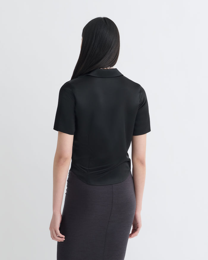 Clare - Slip Satin Shirt - Black