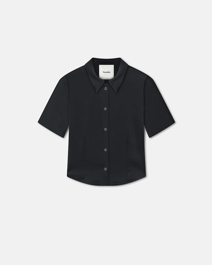 Clare - Slip Satin Shirt - Black