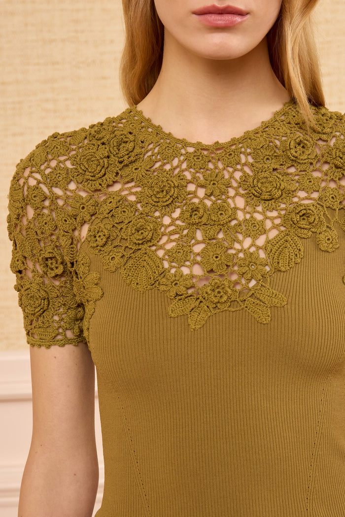 Clelia Crochet Top - Loden