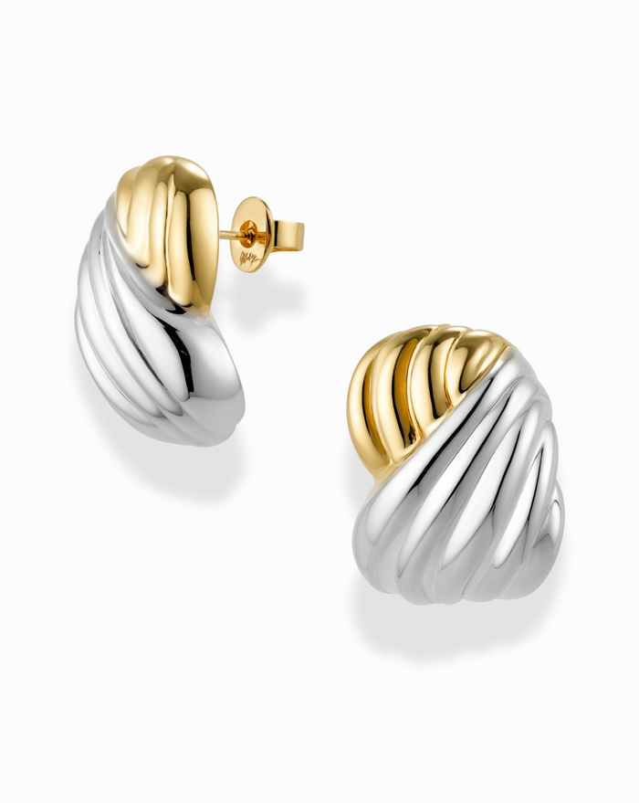 Cleo Two-Toned Statement Studs - Mod + Jo - Jewelry built to last, advanced plating technology