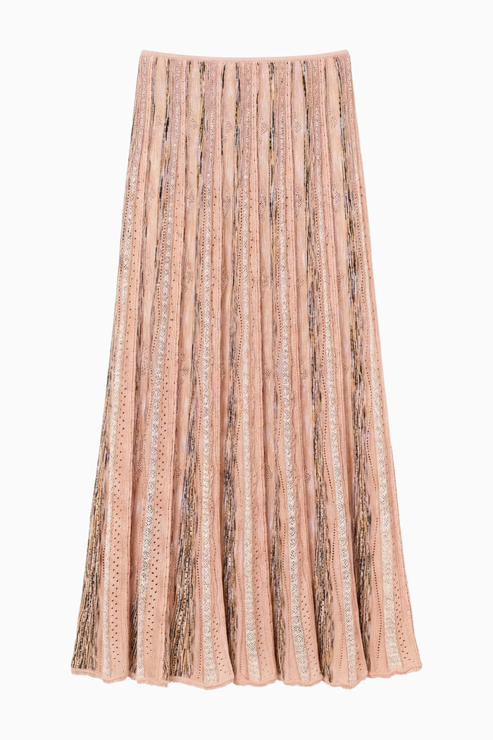 Hibiscus Multi-Stitch Lurex Knit Midi Skirt - Flat Lay | Ulla Johnson