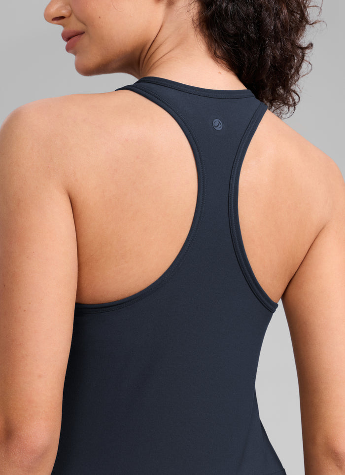 CRZ YOGA Women's Cloudweight Casual Racerback Wide Leg Jumpsuit True Navy