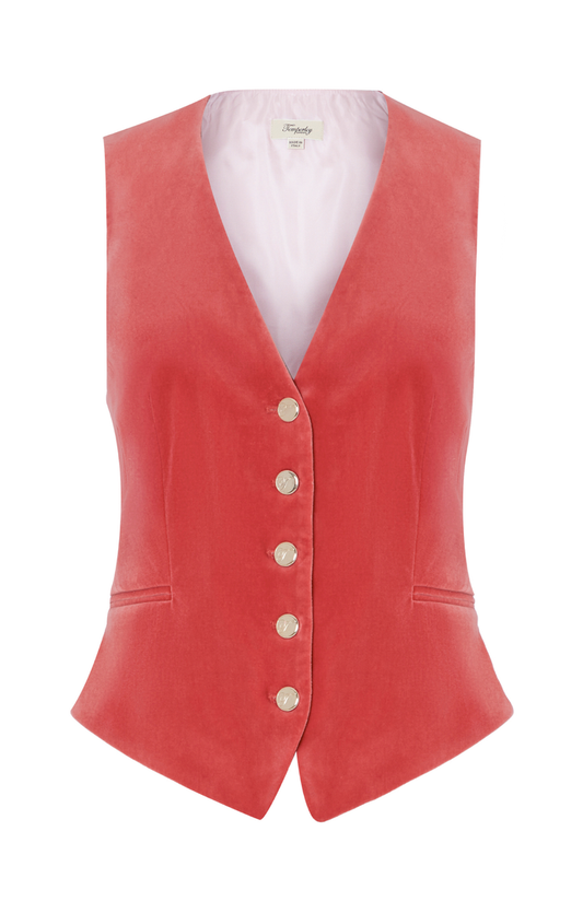 Clove Velvet Waistcoat - Coral