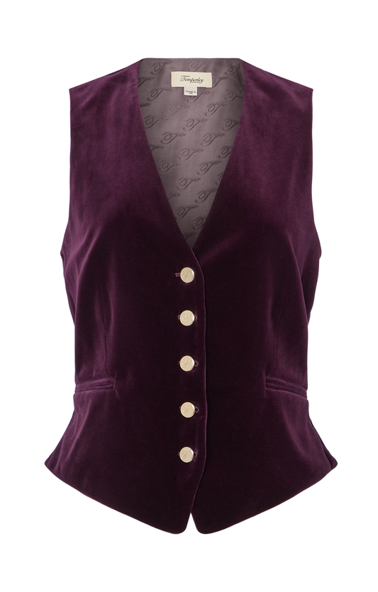 Clove Velvet Waistcoat - Dark Amethyst