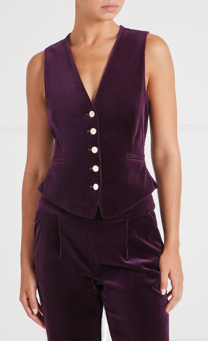 Clove Velvet Waistcoat - Dark Amethyst