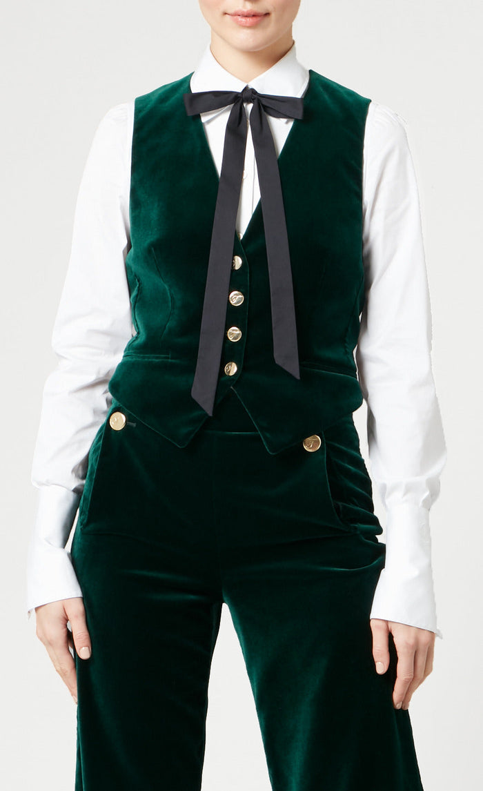 Clove Velvet Waistcoat - Emerald