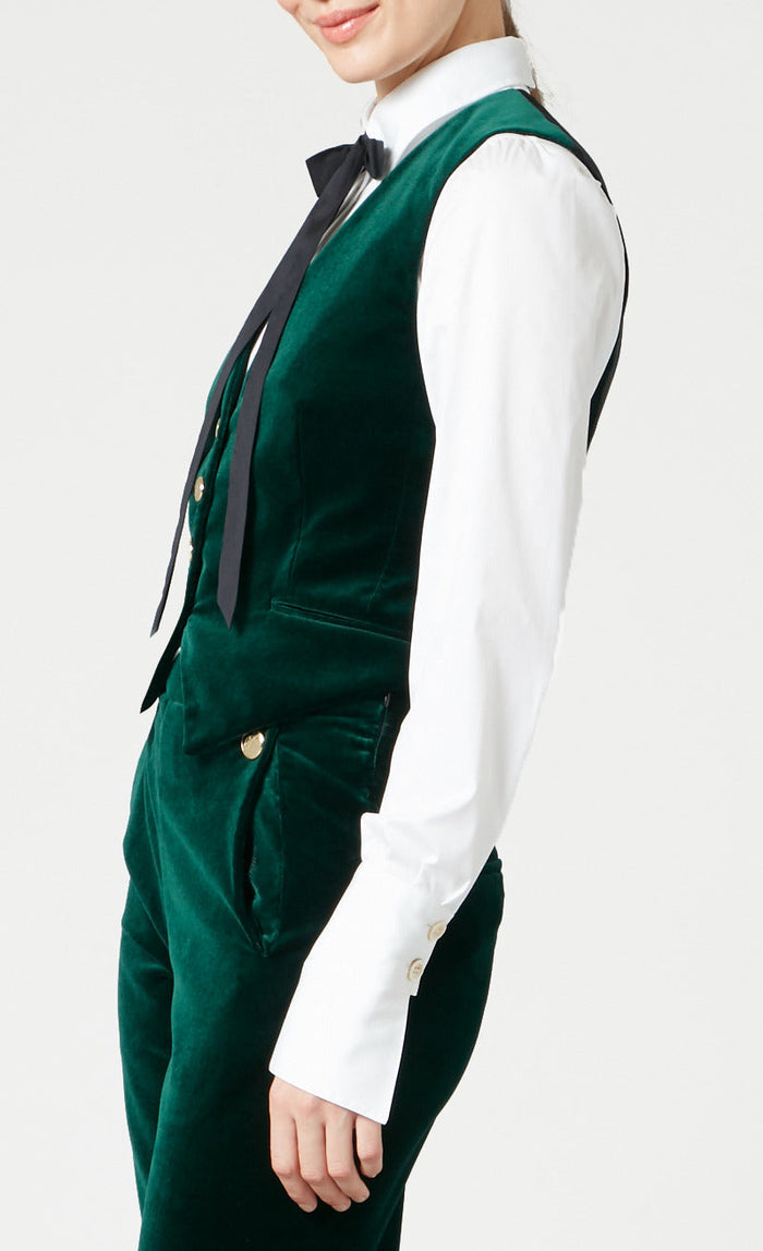 Clove Velvet Waistcoat - Emerald