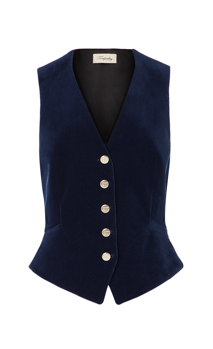 Clove Velvet Waistcoat - Ink