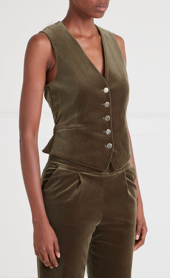Clove Velvet Waistcoat - Militare