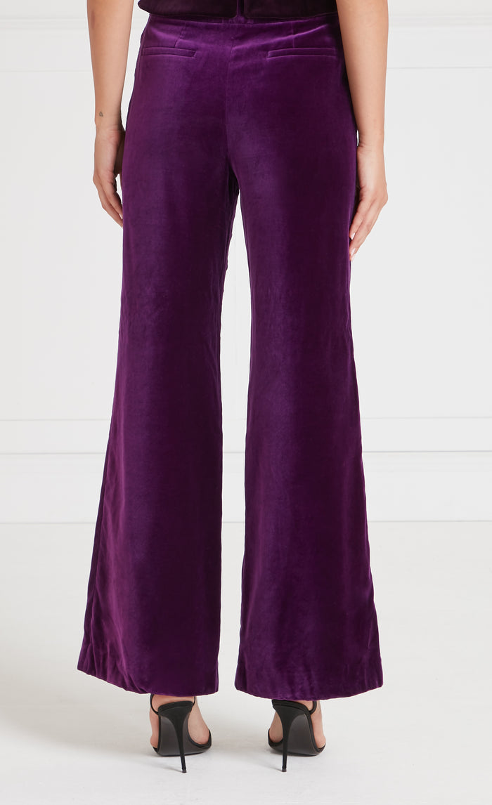 Clove Velvet Waisted Trousers - Dark Amethyst