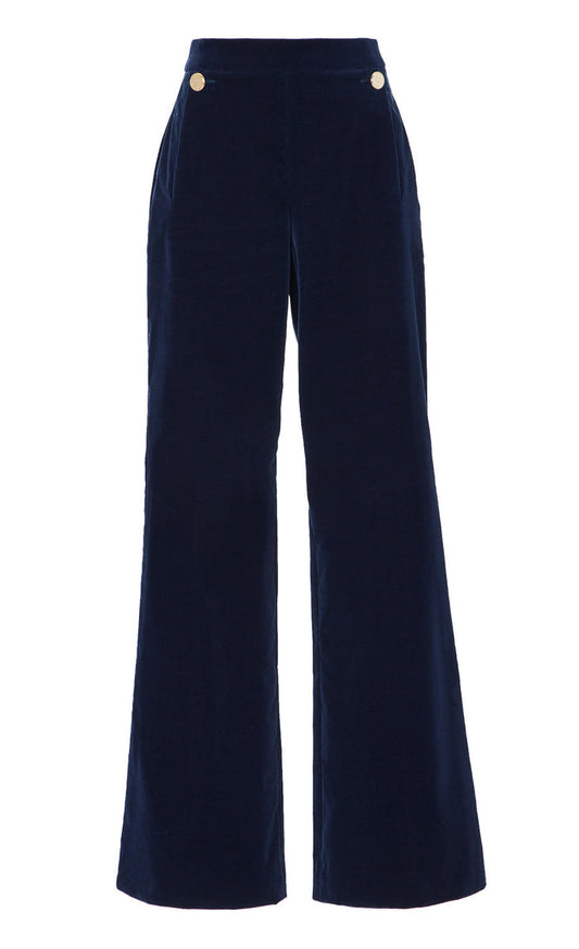 Clove Velvet Waisted Trousers - Ink