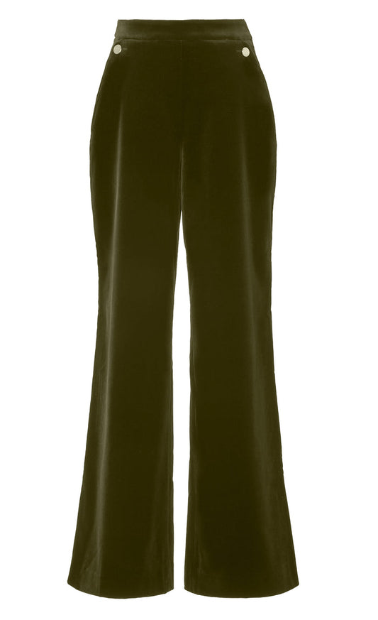 Clove Velvet Waisted Trousers - Militare
