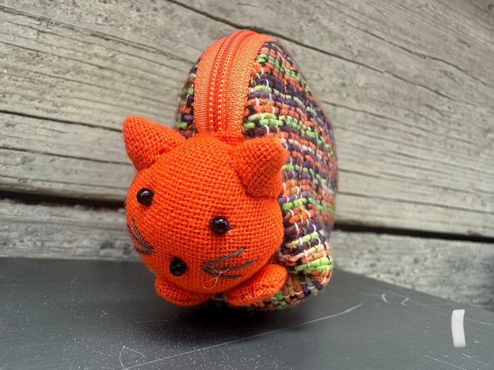 Coin purse - woven cat