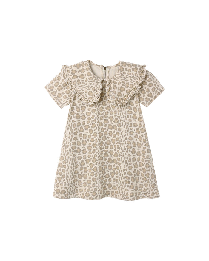 Collared Denim Mini Dress || Leopard