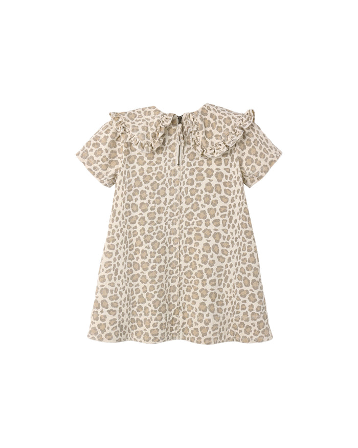 Collared Denim Mini Dress || Leopard