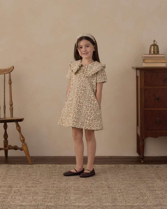 Collared Denim Mini Dress || Leopard