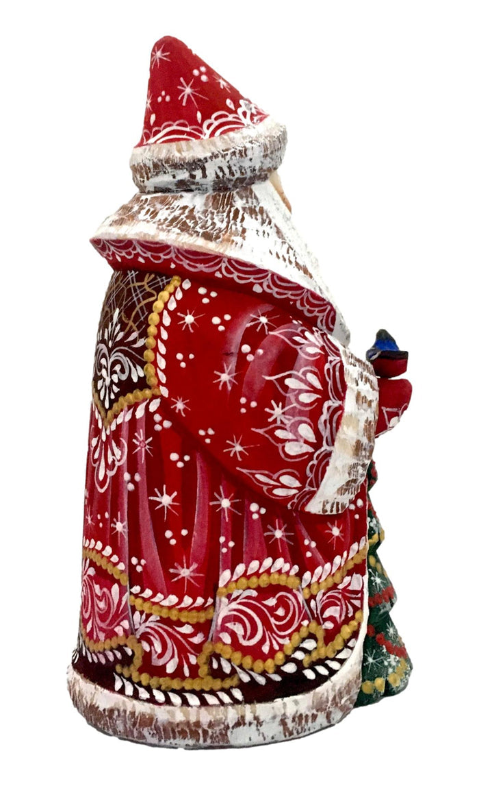 Wooden Santa with birds